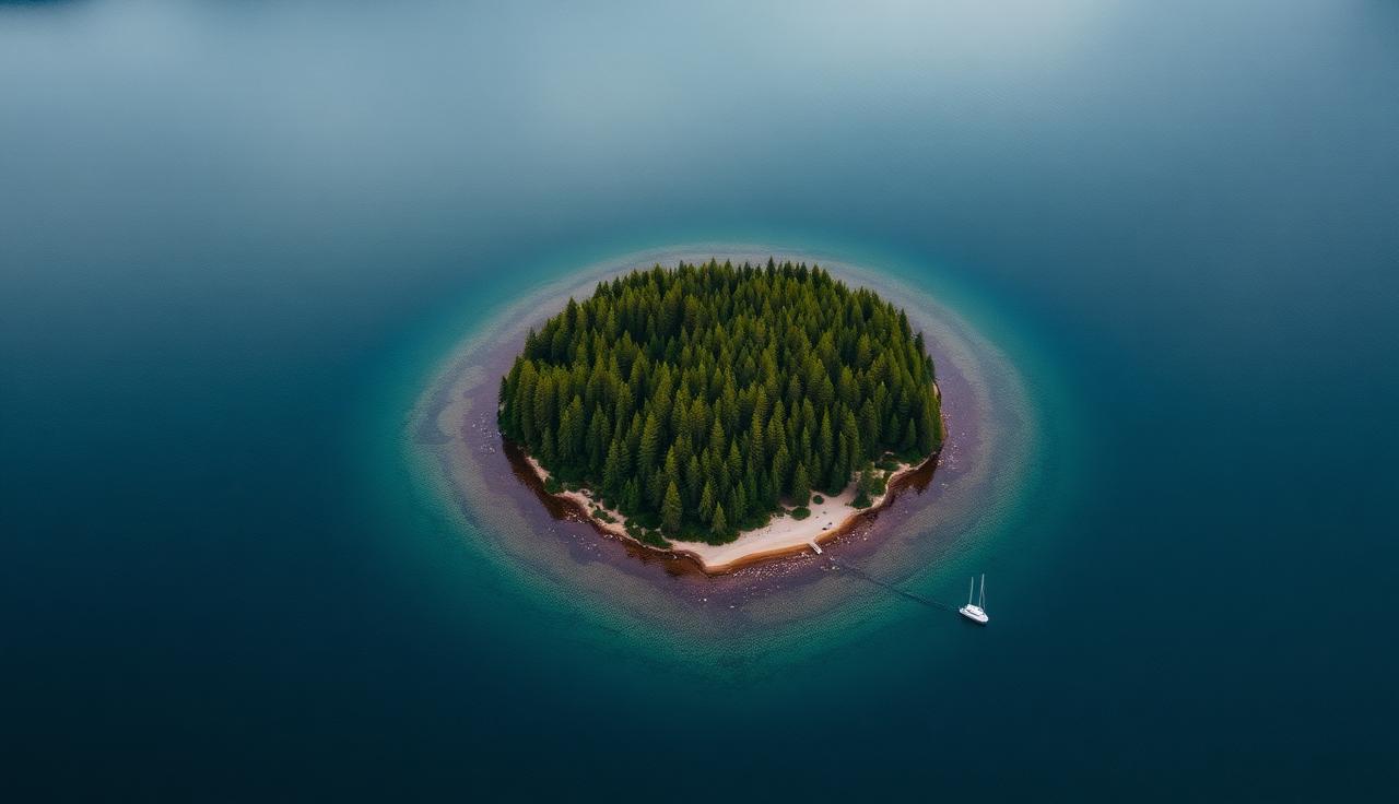 An island on Loch Lomond seen from above