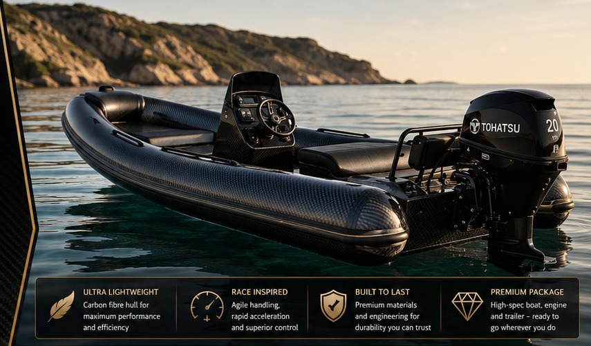 3.9m carbon fibre RIB on the water